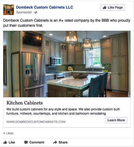 Dombeck Custom Cabinets is an A+ rated company by the BBB.