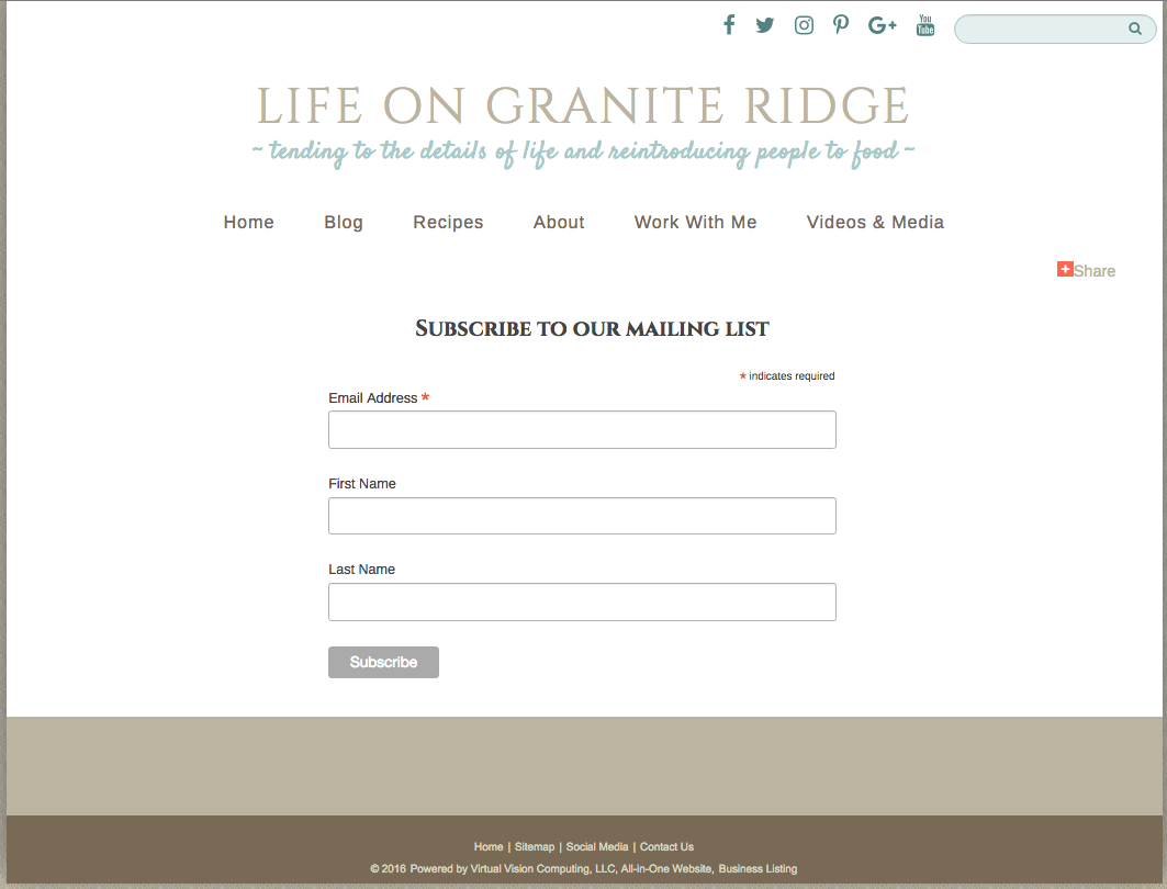 Life On Granite Ridge | Mailing list