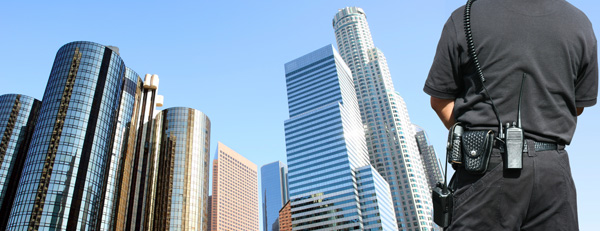 Security Guard looking at buildings