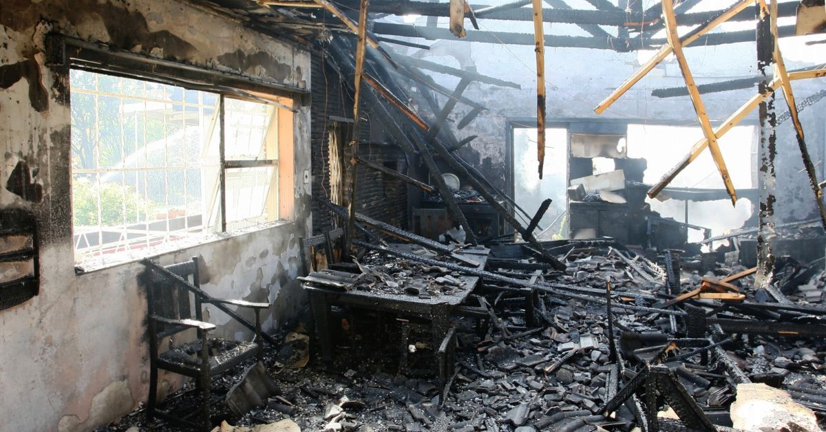 Fire-damaged home