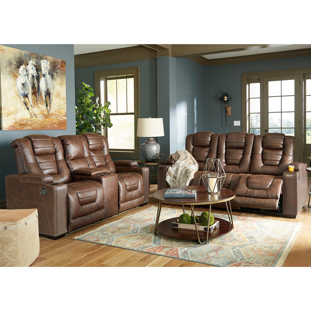 Ashley Owner's Box Power Reclining Loveseat with Console