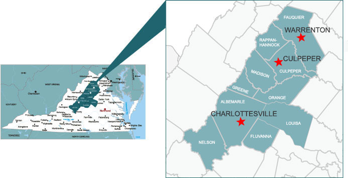 ServiceMaster of Charlottesville Service Area Map