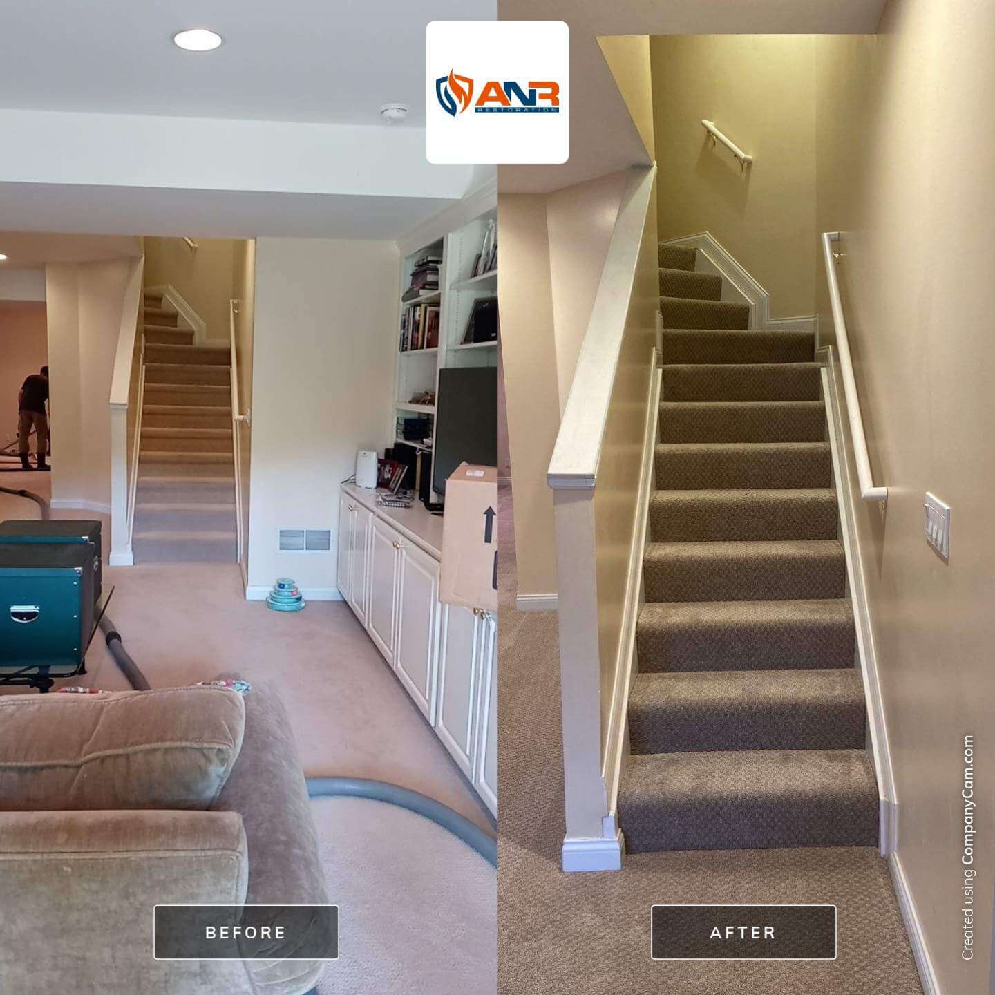 Before/After Basement Water Removal Services by ANR Restoration