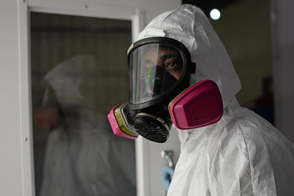 Professional BioHazard Worker Cleaning Mold at ANR Restoration