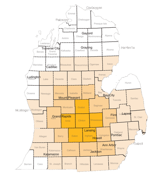 McCardel Restoration Service Area Map McCardel Restoration Service Area Map