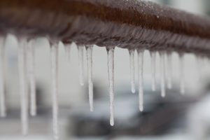metal pipe with icicles