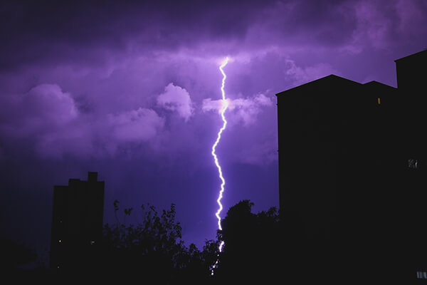 Severe Thunderstorm Over City