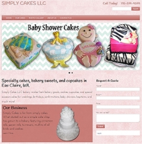 Virtual Vision Computing launches new Website for Simply Cakes LLC of Eau Claire 