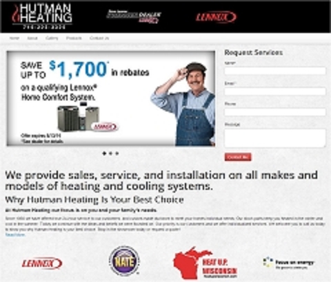 Virtual Vision Computing launches new Website for Hutman Heating in Abbotsford WI