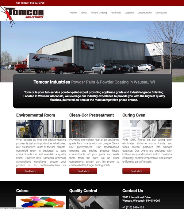 Virtual Vision recently launched a new website for Tomcor Industries in Wausau, WI