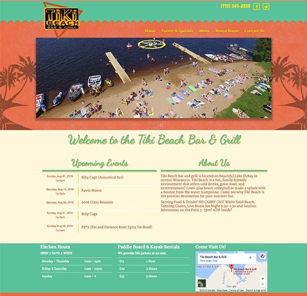 Virtual Vision recently launched a new website for Tiki Beach Bar & Grill