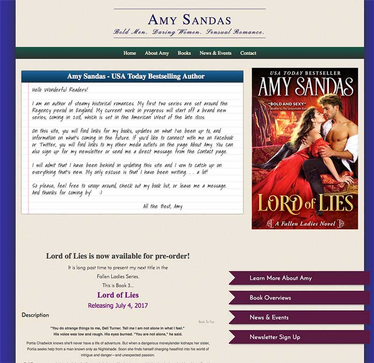 Virtual Vision Helped Author Amy Sandas update her website.