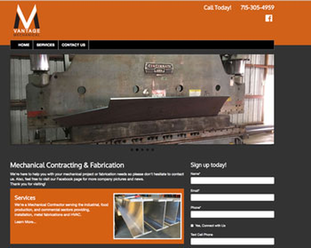 Virtual Vision recently launched a new website for Vantage Mechanical, LLC
