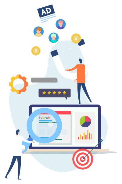 Digital Marketing Services Cartoon Graphic